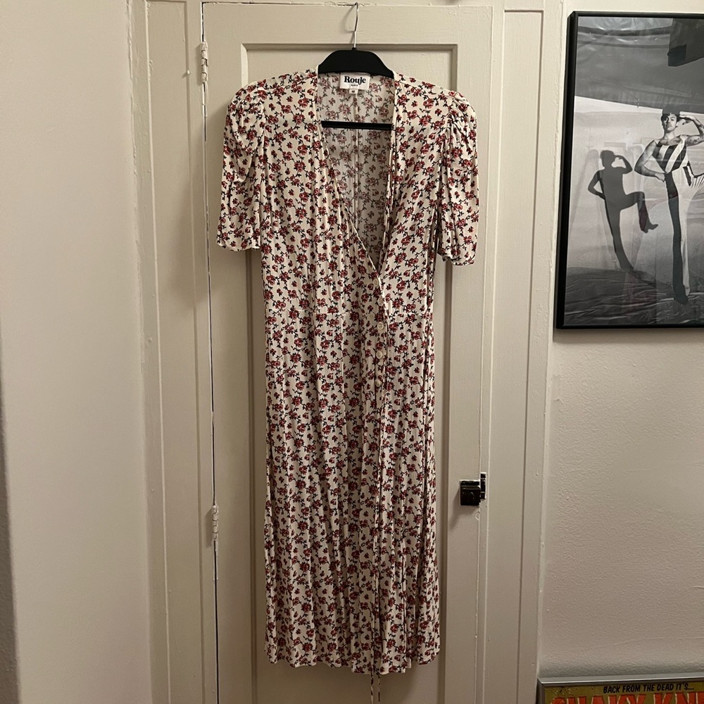 Rouje Gabin Dress- Floral Wrap Dress in Red and White